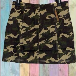 Miss Love Camouflage Army Green High Waisted Skirt NWT
